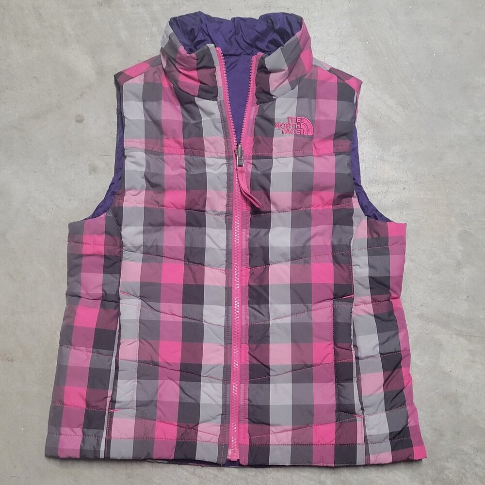 Girl's The North Face Plaid Reversible Vest